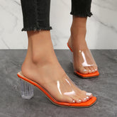 Transparente High Heels mit dickem Absatz und Obermaterial